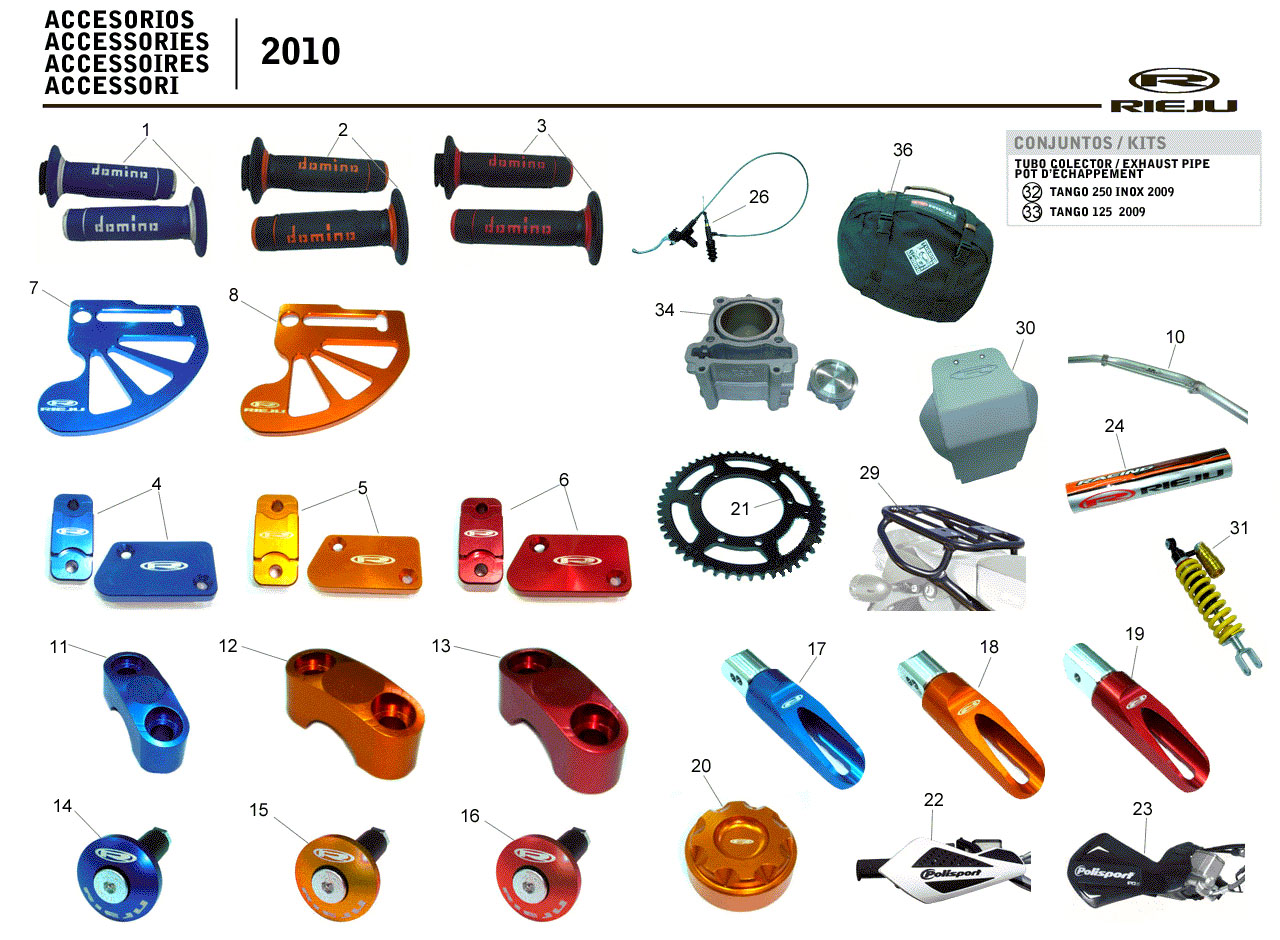 Piéces détachées Rieju Accessoires : Equipement