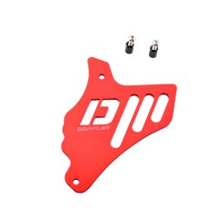 Cache pignon Doppler Minarelli AM6 en alu couleur rouge