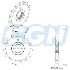 pignon_teknix_15_dents_pas_420_am6-c450037