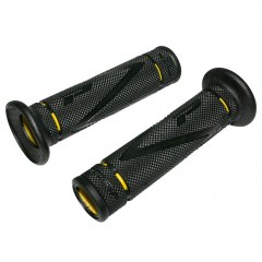Poignées de guidon moto ou scooter Pro Grip 838 noir et jaune open end