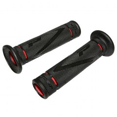 Poignées de guidon moto ou scooter Pro Grip 838 Open End noir et rouge